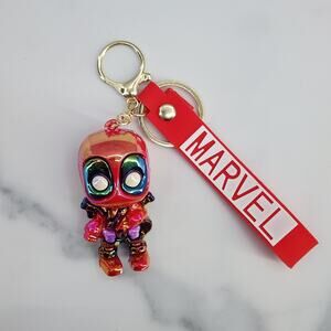 NEW Deadpool Marvel Figure Keychain & Strap - Metallic Shiny Avengers Superhero